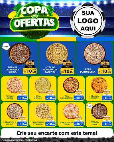 Modelo de Rede Social para Feed Instagram com o tema Copa de Ofertas para Pizzaria