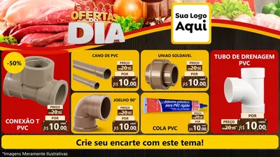 Modelo de TV para TV Horizontal com o tema Ofertas do Dia para Tubos e conexões