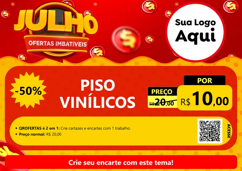 Modelo de Cartaz para Cartaz A4 Horizontal com o tema Julho Ofertas Imbatíveis para Material para Construção