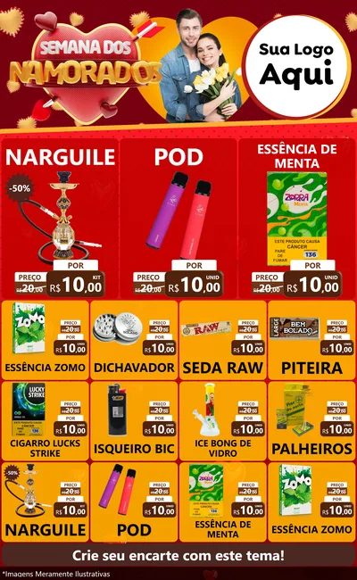 Modelo de Encarte para Encarte Grande com o tema Semana dos Namorados para Tabacaria