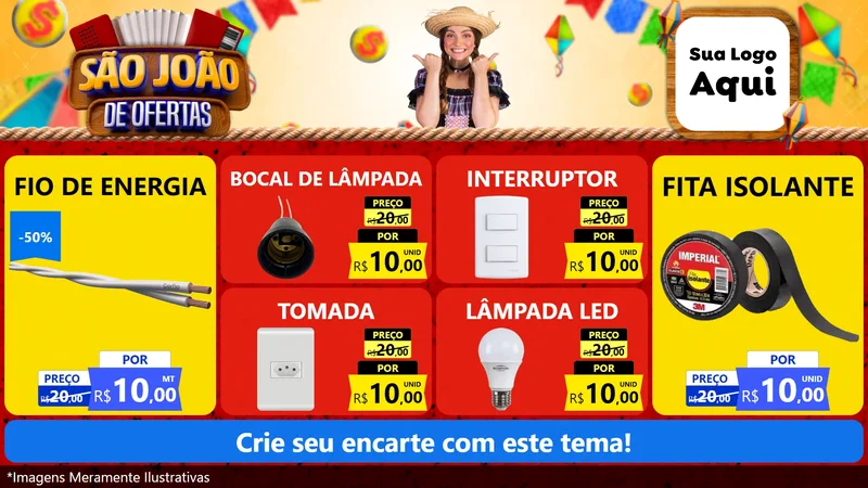 Modelo de TV para TV Horizontal com o tema São João de Ofertas para Materiais Elétricos