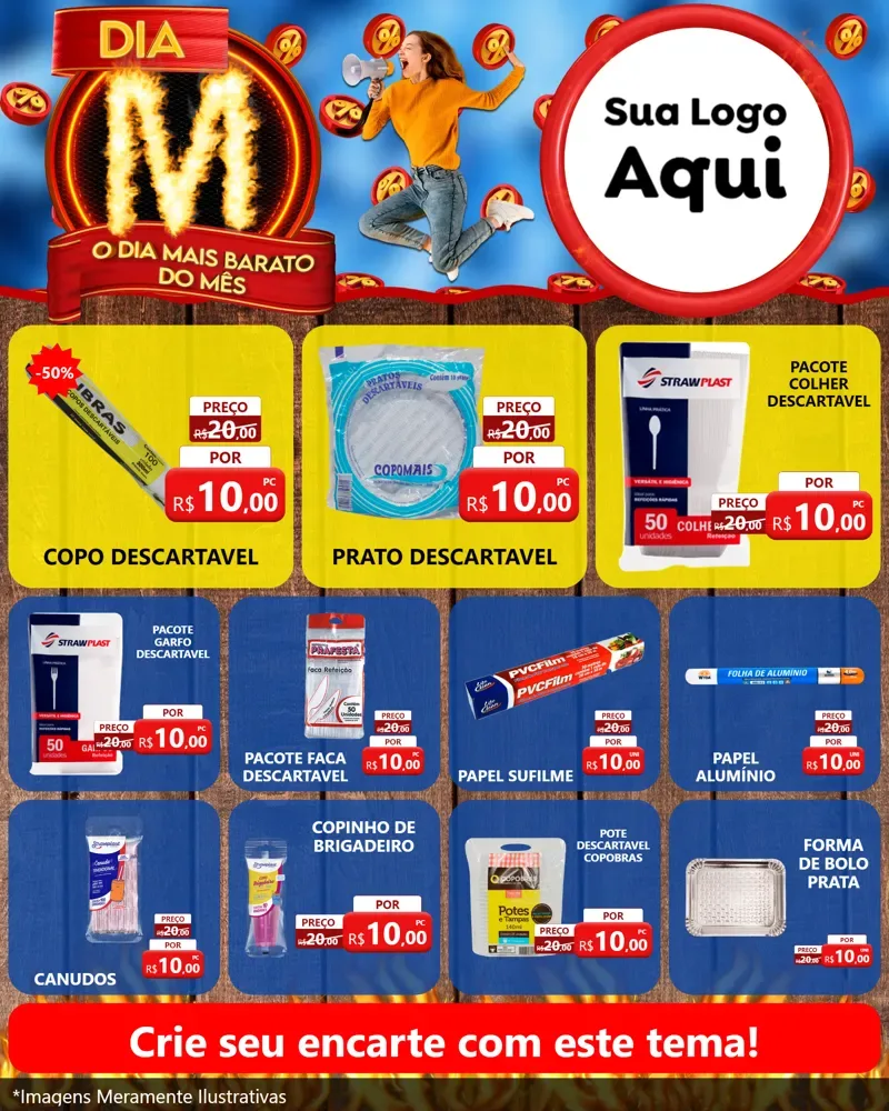 Modelo de Rede Social para Feed Instagram com o tema Dia M - O Dia Mais Barato Do Mês para Embalagens