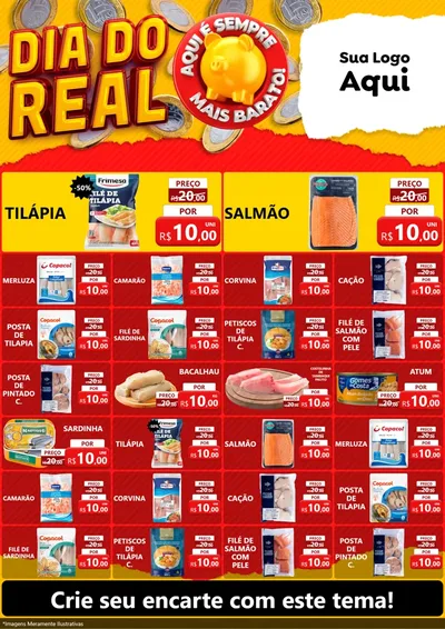 Modelo de Encarte para Encarte A4 Vertical com o tema Dia Do Real para Peixaria