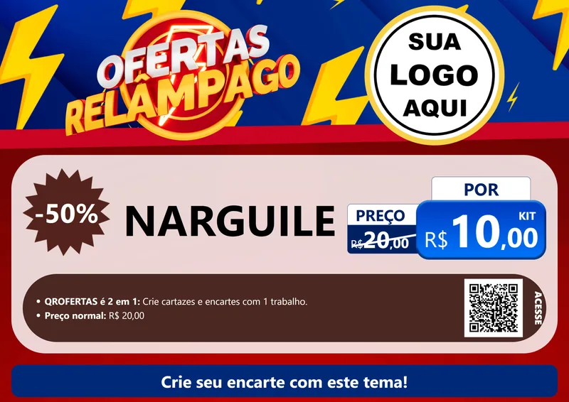 Modelo de Cartaz para Cartaz A4 Horizontal com o tema Ofertas Relâmpago para Tabacaria