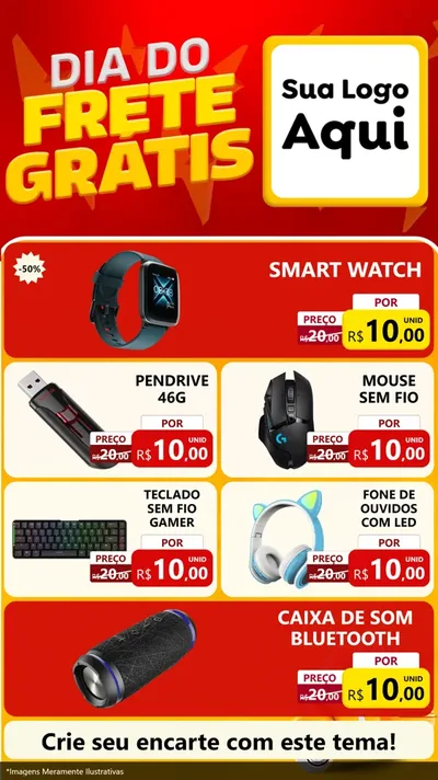 Modelo de TV para TV Vertical com o tema Dia do Frete Grátis para Informática