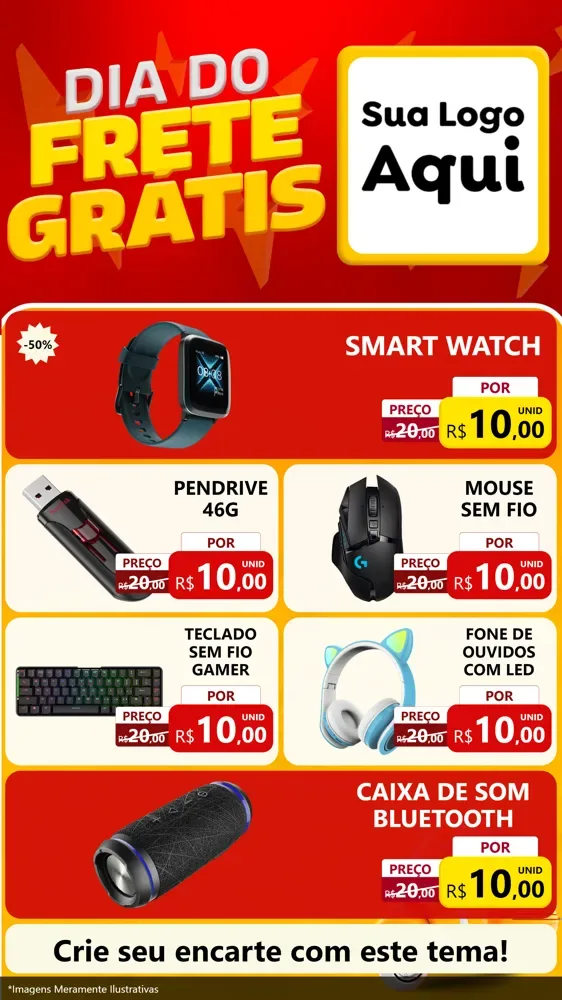 Modelo de TV para TV Vertical com o tema Dia do Frete Grátis para Informática