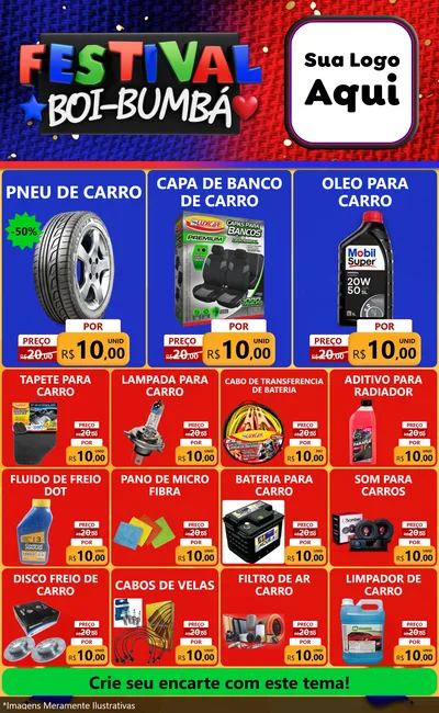Modelo de Encarte para Encarte Grande com o tema Festival Boi-Bumbá para Auto peças