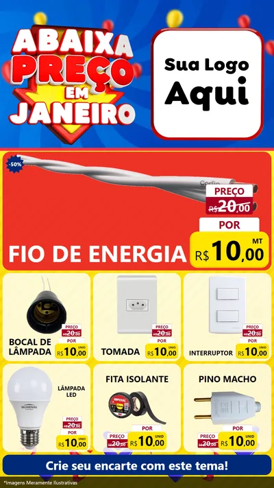 Modelo de Rede Social para Stories com o tema Abaixa Preço em Janeiro para Materiais Elétricos
