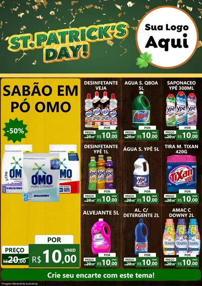 Modelo de Encarte para Encarte A4 Vertical com o tema St Patriks Day para Produtos de Limpeza