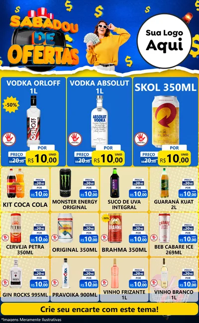 Modelo de Encarte para Encarte Grande com o tema Sabadou de Ofertas para Distribuidora de bebidas