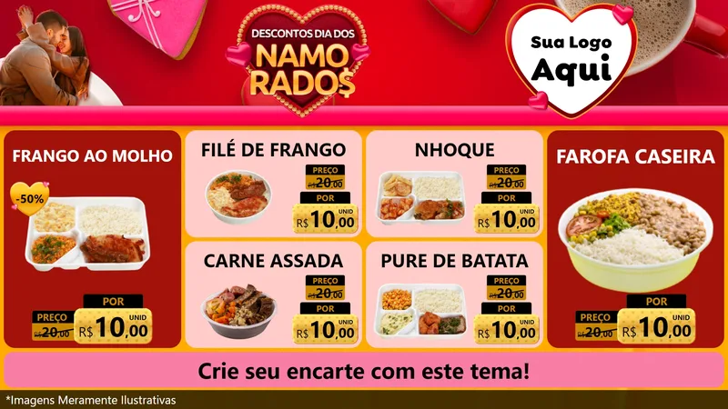 Modelo de TV para TV Horizontal com o tema Descontos Dia dos Namorados para Restaurante