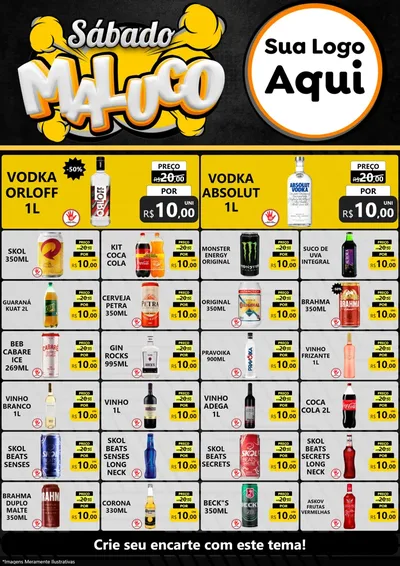 Modelo de Encarte para Encarte A4 Vertical com o tema Sábado Maluco para Distribuidora de bebidas