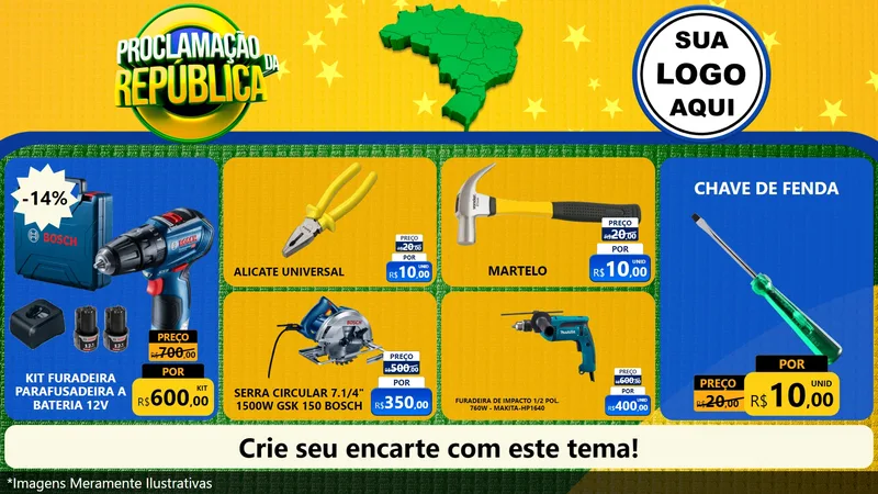 Modelo de TV para TV Horizontal com o tema Proclamação da República para Maquinas e Ferramentas