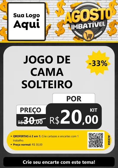 Modelo de Cartaz para Cartaz A4 Vertical com o tema Agosto imbatível para Cama, Mesa e Banho