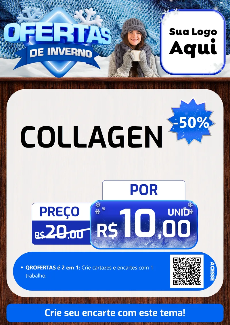 Modelo de Cartaz para Cartaz A4 Vertical com o tema Ofertas de Inverno para Suplementos alimentares