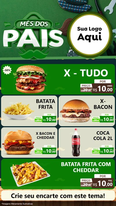 Modelo de TV para TV Vertical com o tema Mês dos Pais para Hamburgueria