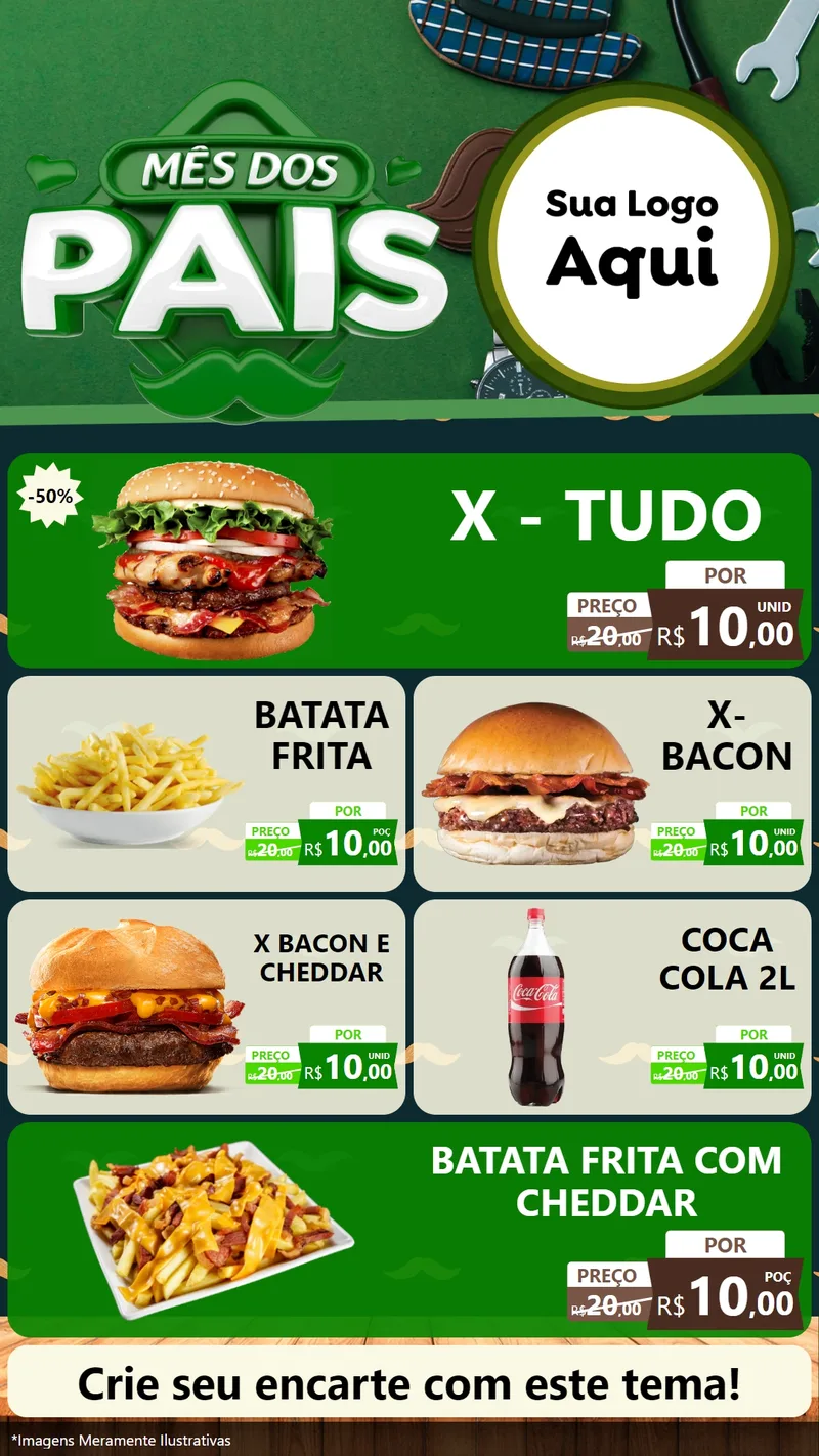 Modelo de TV para TV Vertical com o tema Mês dos Pais para Hamburgueria