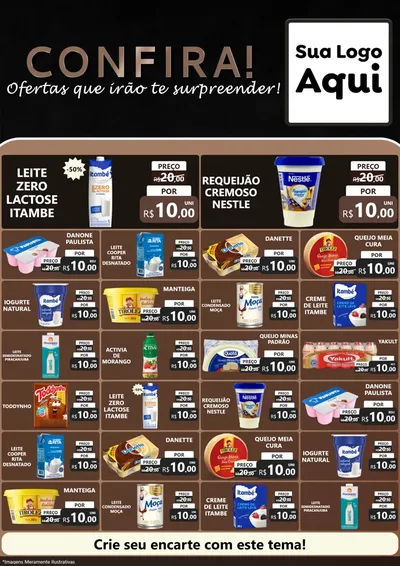 Modelo de Encarte para Encarte A4 Vertical com o tema Confira! Ofertas que irão te surpreender! para Frios e Laticínios