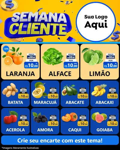 Modelo de Rede Social para Feed Instagram com o tema Semana do Cliente para Hortifrúti