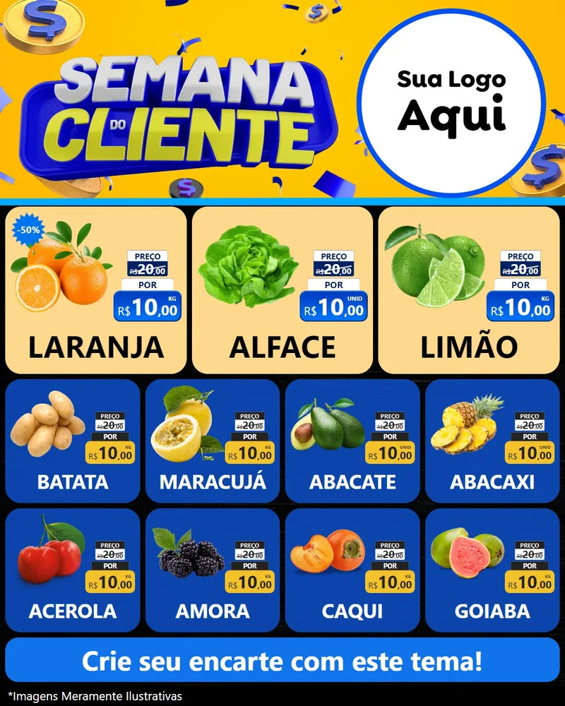 Modelo de Rede Social para Feed Instagram com o tema Semana do Cliente para Hortifrúti