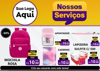 Modelo de Encarte para Encarte A4 Horizontal com o tema Nossos Serviços para Papelaria
