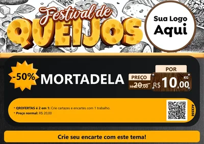 Modelo de Cartaz para Cartaz A4 Horizontal com o tema Festival de Queijos para Frios e Laticínios