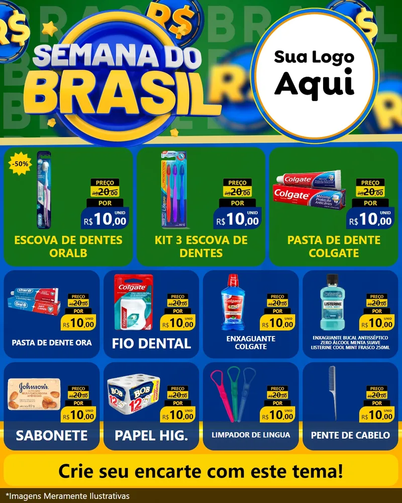 Modelo de Rede Social para Feed Instagram com o tema Semana Do Brasil para Higiene Pessoal