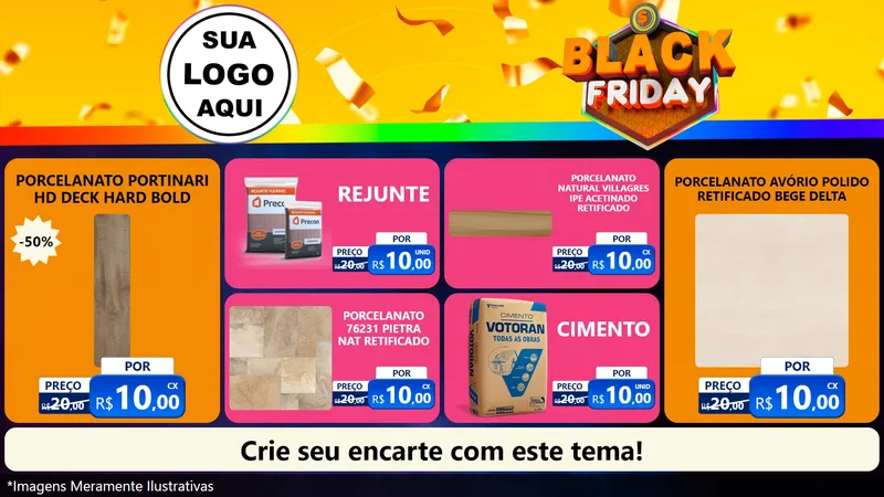 Modelo de TV para TV Horizontal com o tema Black Friday para Pisos e revestimentos