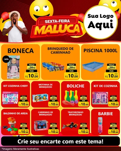Modelo de Rede Social para Feed Instagram com o tema Sexta-feira Maluca para Brinquedos