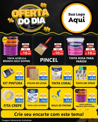 Modelo de Rede Social para Feed Instagram com o tema Oferta Do Dia para Tintas e Ferramentas