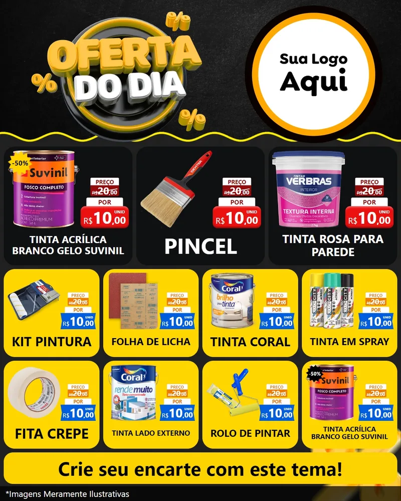 Modelo de Rede Social para Feed Instagram com o tema Oferta Do Dia para Tintas e Ferramentas