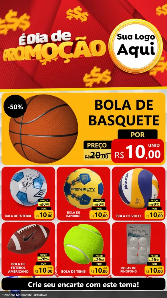 Modelo de Rede Social para Stories com o tema É Dia De Promoção para Artigos Esportivos