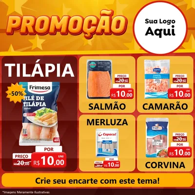 Modelo de Rede Social para Feed Facebook com o tema Promoção para Peixaria