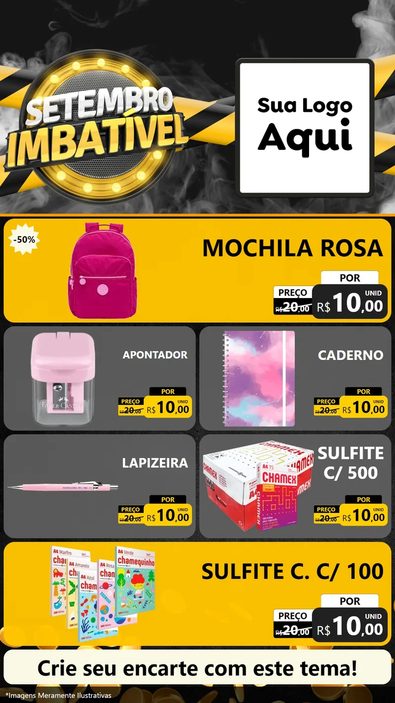 Modelo de TV para TV Vertical com o tema Setembro Imbatível para Papelaria