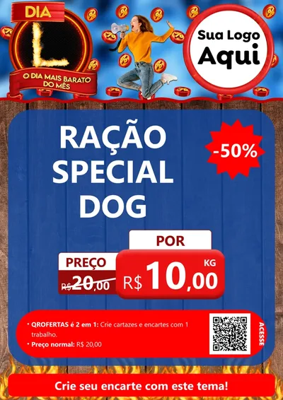 Modelo de Cartaz para Cartaz A4 Vertical com o tema Dia L - O Dia Mais Barato Do Mês para Pet Shop