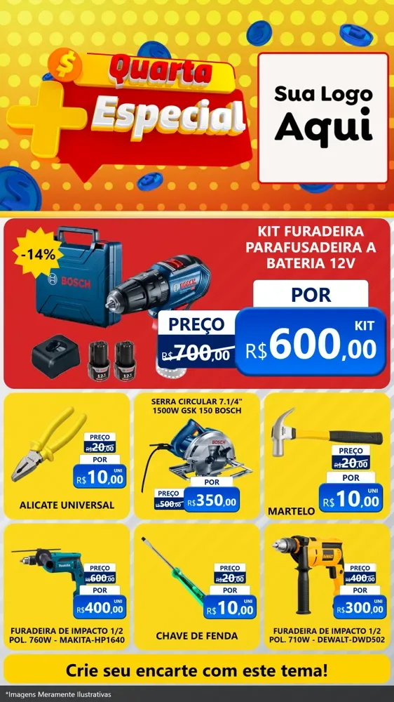 Modelo de Rede Social para Stories com o tema Quarta Mais Especial para Maquinas e Ferramentas