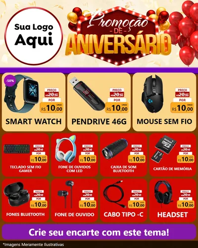 Modelo de Rede Social para Feed Instagram com o tema Promoção de Aniversário para Informática