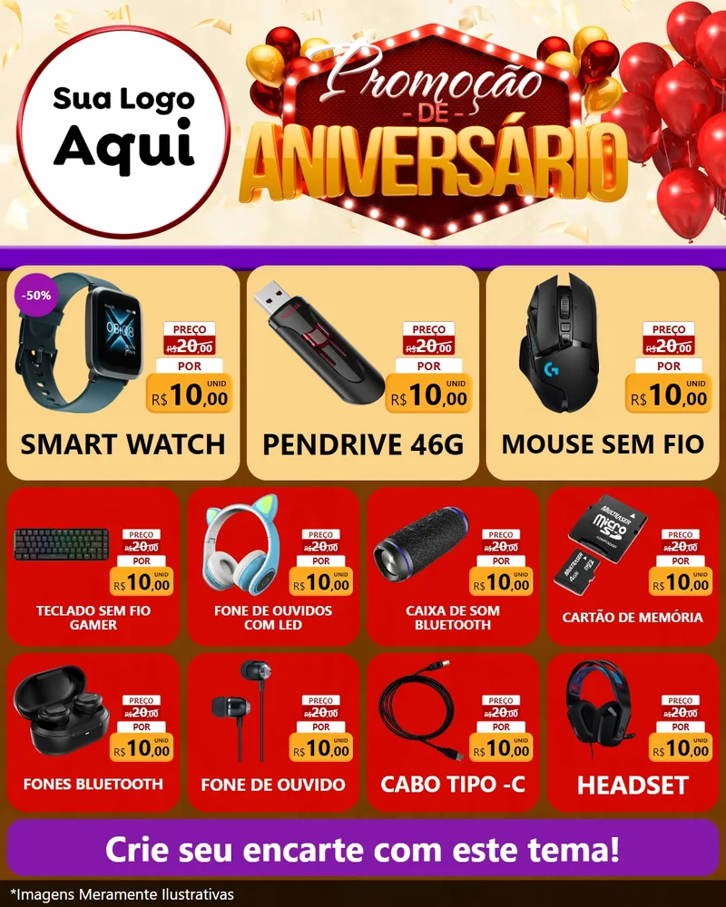 Modelo de Rede Social para Feed Instagram com o tema Promoção de Aniversário para Informática