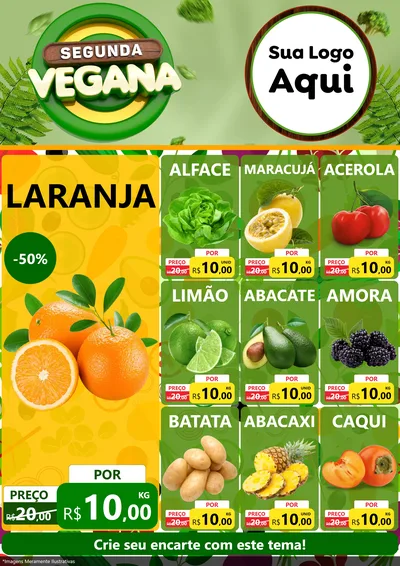 Modelo de Encarte para Encarte A4 Vertical com o tema Segunda Vegana para Hortifrúti