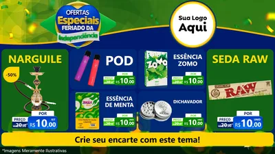 Modelo de TV para TV Horizontal com o tema Ofertas Especiais Feriado da Independência para Tabacaria