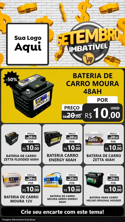 Modelo de Rede Social para Stories com o tema Setembro Imbatível para Baterias Elétricas
