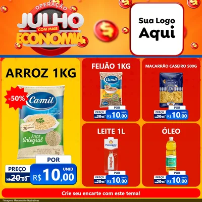 Modelo de Rede Social para Feed Facebook com o tema Operação Julho Com Mais Economia para Supermercado