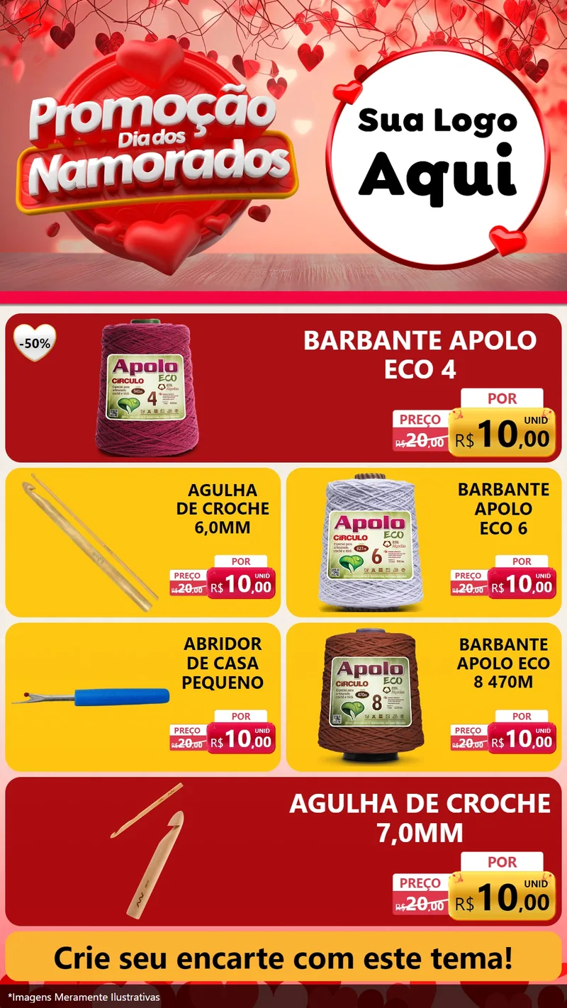 Modelo de TV para TV Vertical com o tema Promoção Dia dos Namorados para Armarinho e Aviamentos