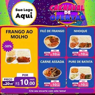 Modelo de Rede Social para Feed Facebook com o tema Carnaval de Ofertas para Restaurante