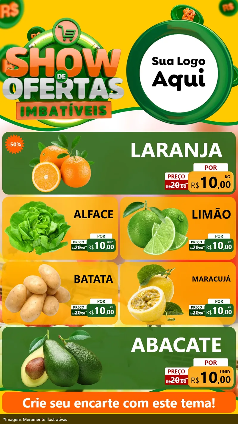 Modelo de TV para TV Vertical com o tema Show de Ofertas Imbatíveis para Hortifrúti