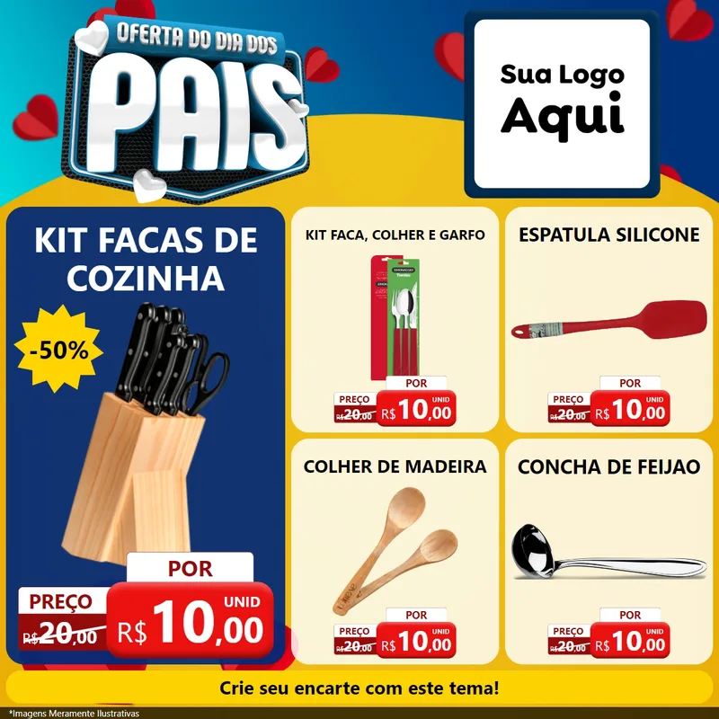 Modelo de Rede Social para Feed Facebook com o tema Oferta Do Dia Dos Pais para Utilidades Domésticas