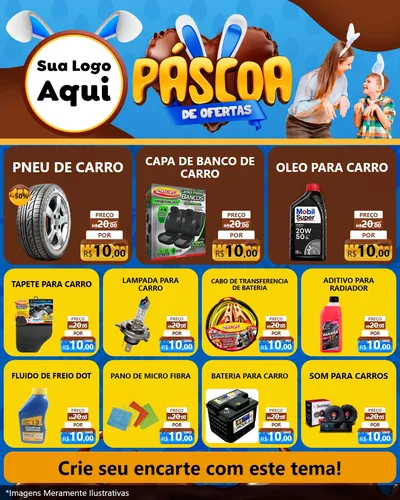Modelo de Rede Social para Feed Instagram com o tema Páscoa de Ofertas para Auto peças