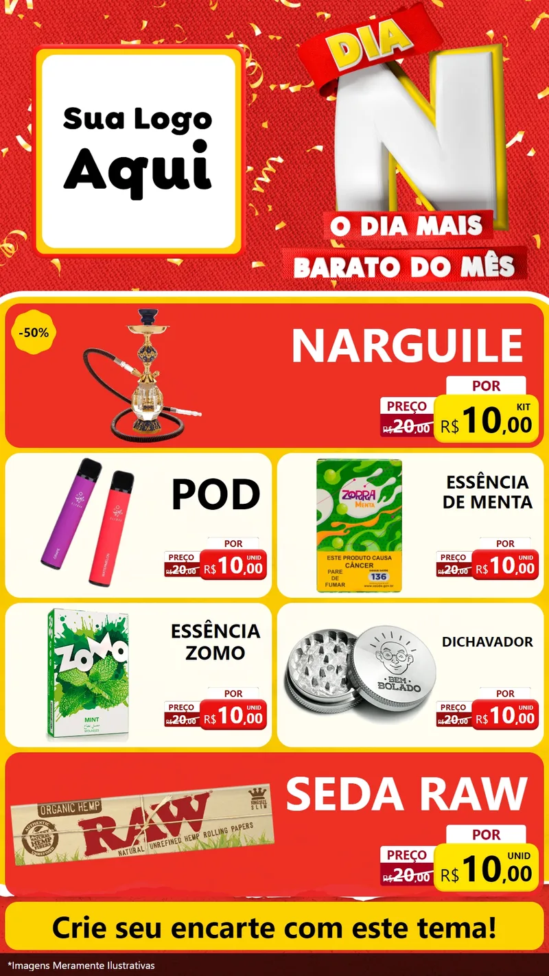 Modelo de TV para TV Vertical com o tema Dia N o Dia Mais Barato do Mês para Tabacaria