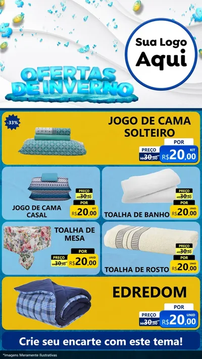 Modelo de TV para TV Vertical com o tema Ofertas de Inverno para Cama, Mesa e Banho