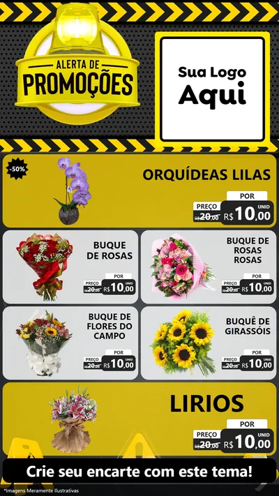Modelo de TV para TV Vertical com o tema Alerta de Promoções para Floricultura e jardim